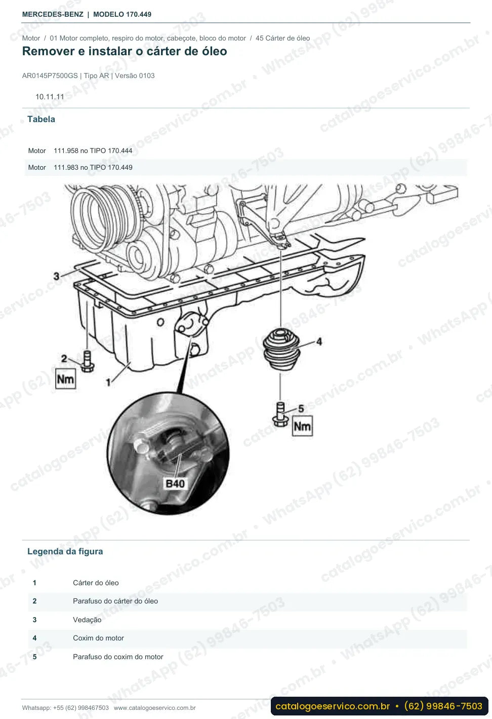 Página de procedimento do manual de oficina Mercedes-Benz SLK 230 (R170)