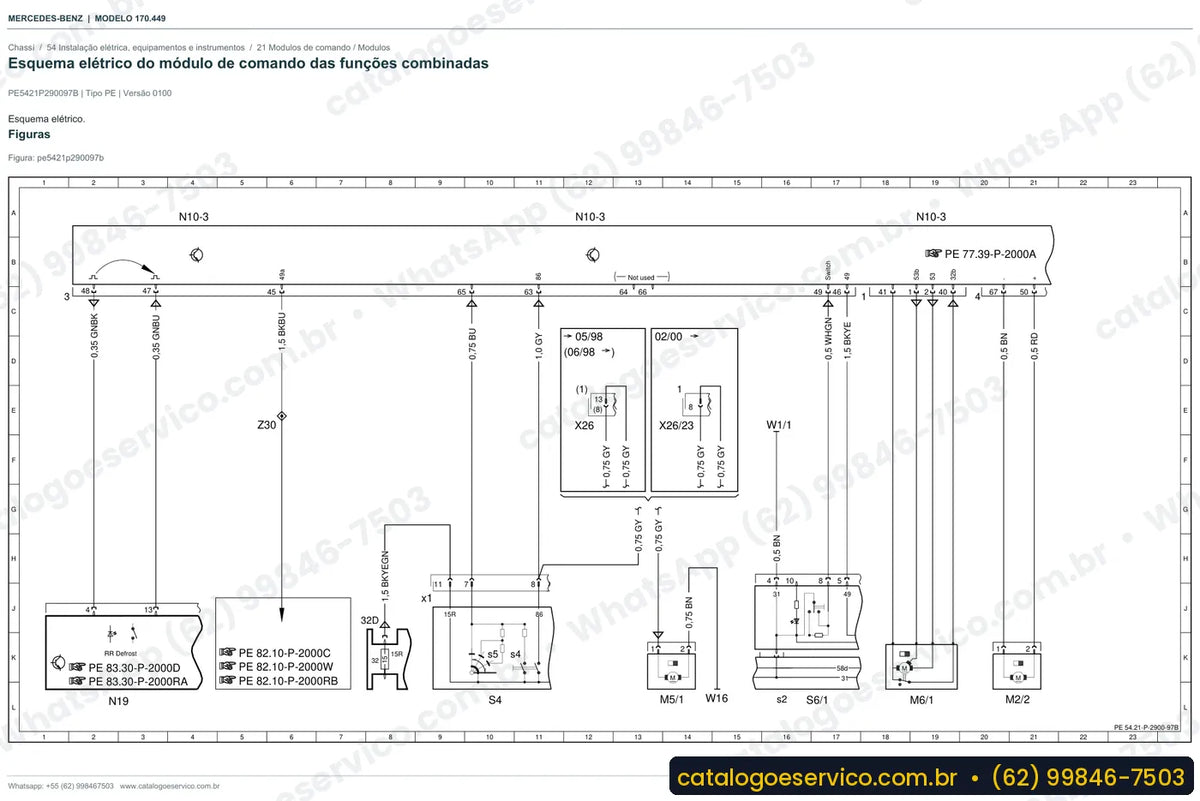 Página de esquema elétrico do manual Mercedes-Benz SLK 230 (R170)