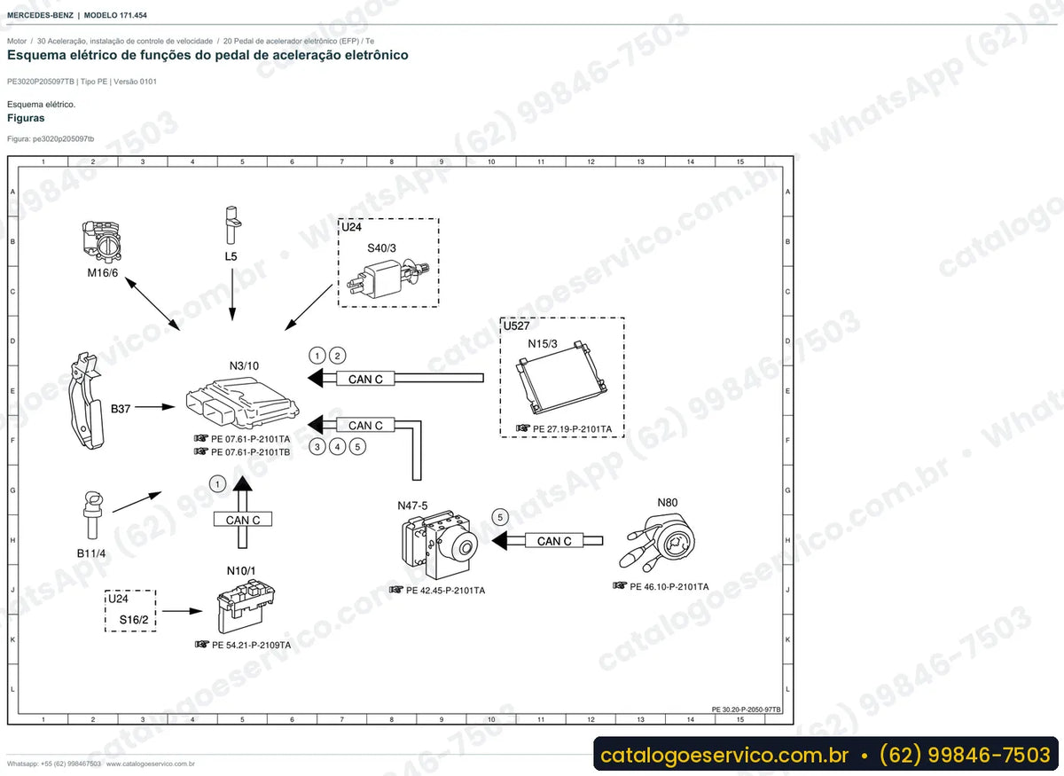 Página de esquema elétrico do manual Mercedes-Benz SLK 280 / SLK 300 (R171)