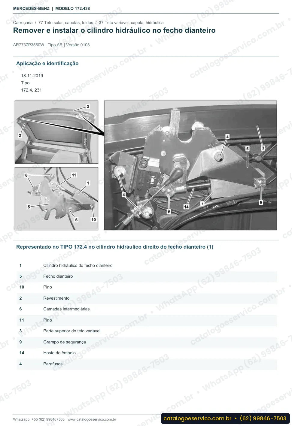 Página de procedimento do manual de oficina Mercedes-Benz SLK 300 / SLC 300 (R172)