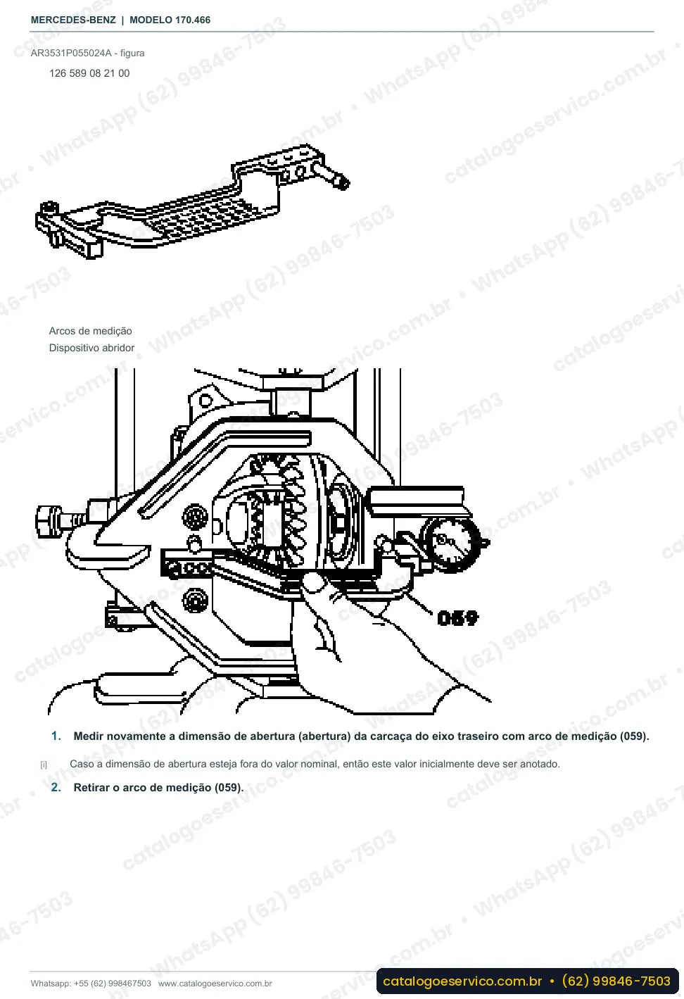 Página de procedimento do manual de oficina Mercedes-Benz SLK 320 AMG Kompressor (R170)