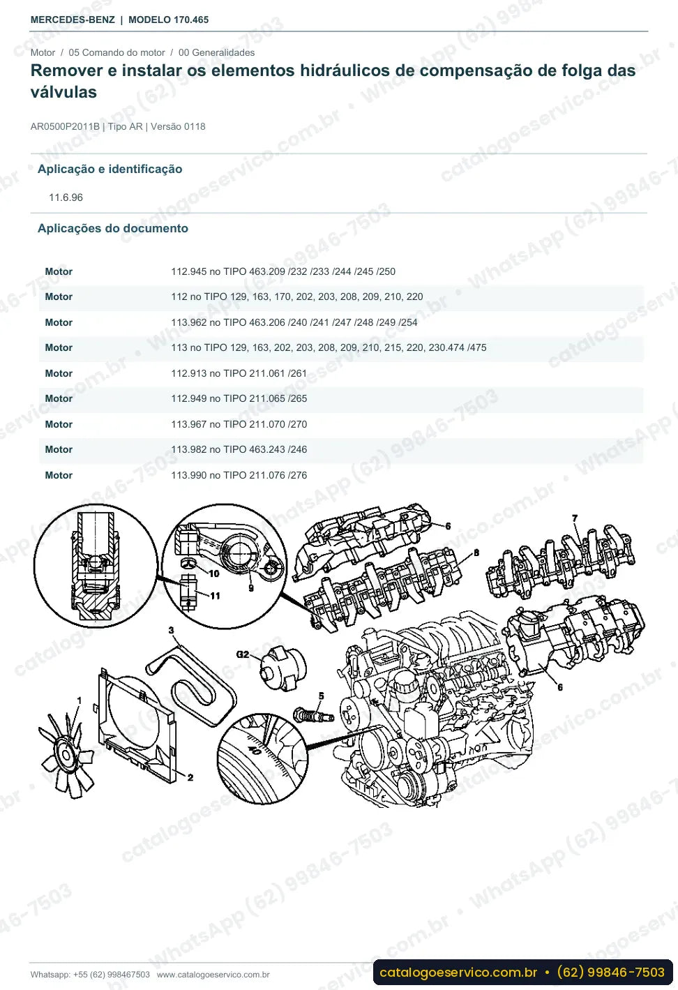 Página de procedimento do manual de oficina Mercedes-Benz SLK 320 (R170)