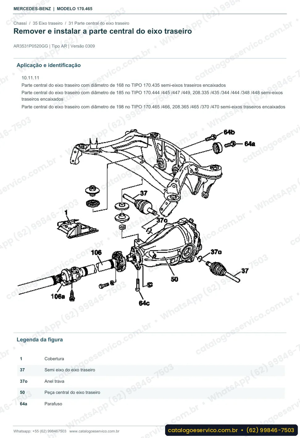 Página de procedimento do manual de oficina Mercedes-Benz SLK 320 (R170)