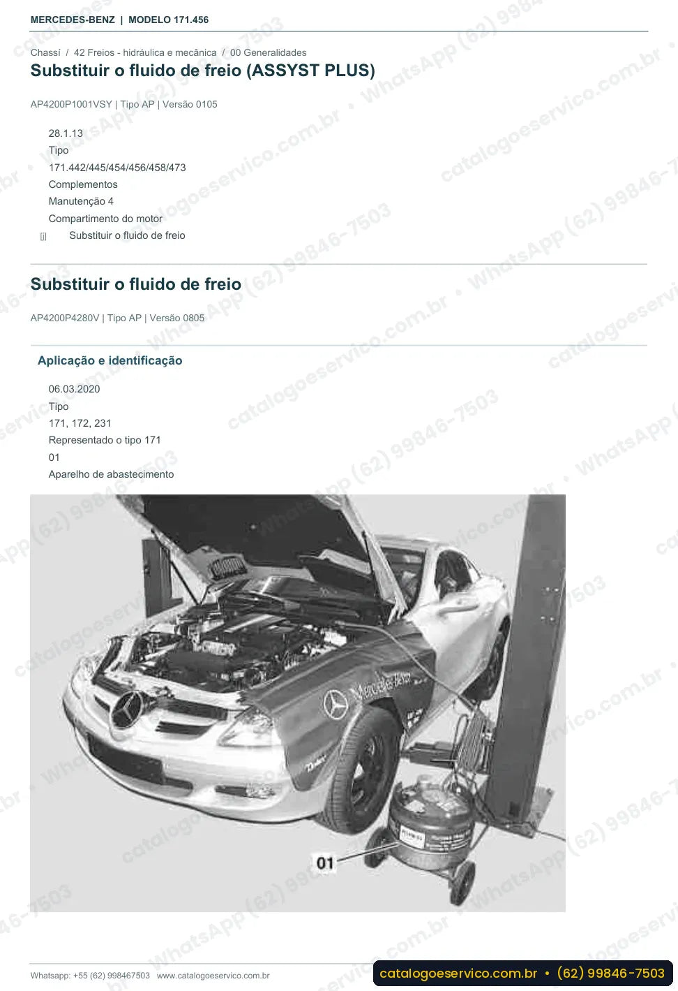 Página de procedimento do manual de oficina Mercedes-Benz SLK 350 (R171)