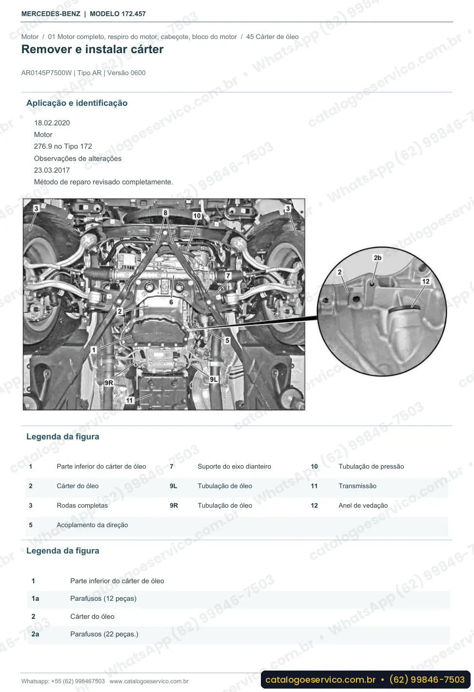 Página de procedimento do manual de oficina Mercedes-Benz SLK 350 / SLC 350 (R172)