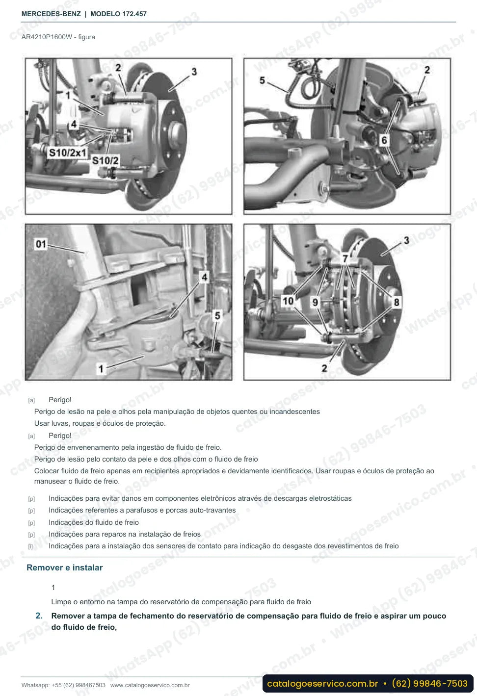 Página de procedimento do manual de oficina Mercedes-Benz SLK 350 / SLC 350 (R172)
