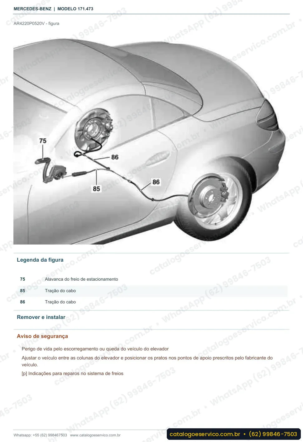 Página de procedimento do manual de oficina Mercedes-Benz SLK 55 AMG (R171)