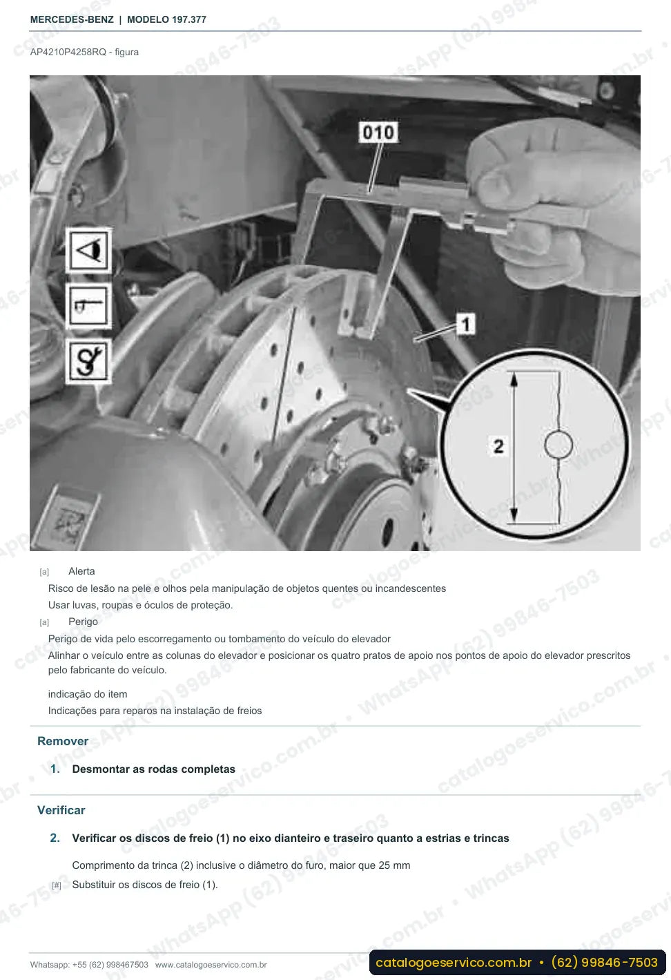 Página de procedimento do manual de oficina Mercedes-Benz SLS AMG (C197)