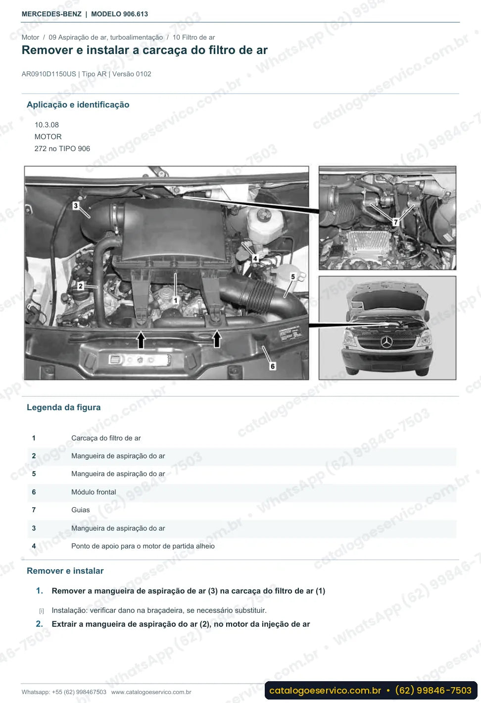 Página de procedimento do manual de oficina Mercedes-Benz Sprinter 209