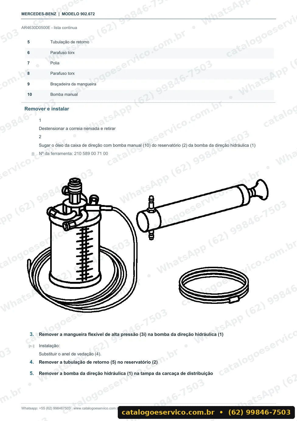 Página de procedimento do manual de oficina Mercedes-Benz Sprinter 211 CDI (902.672)