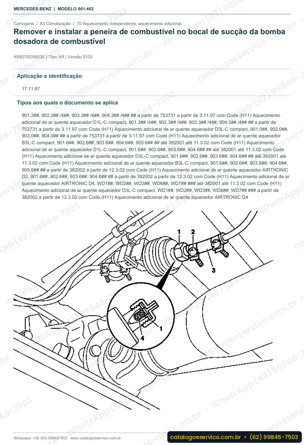 Página de procedimento do manual de oficina Mercedes-Benz Sprinter 212 DA