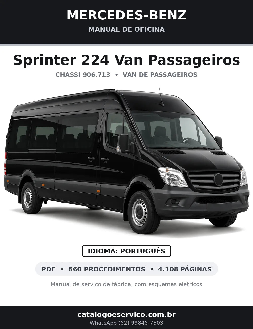Capa do manual de oficina Mercedes-Benz Sprinter 224 Van Passageiros