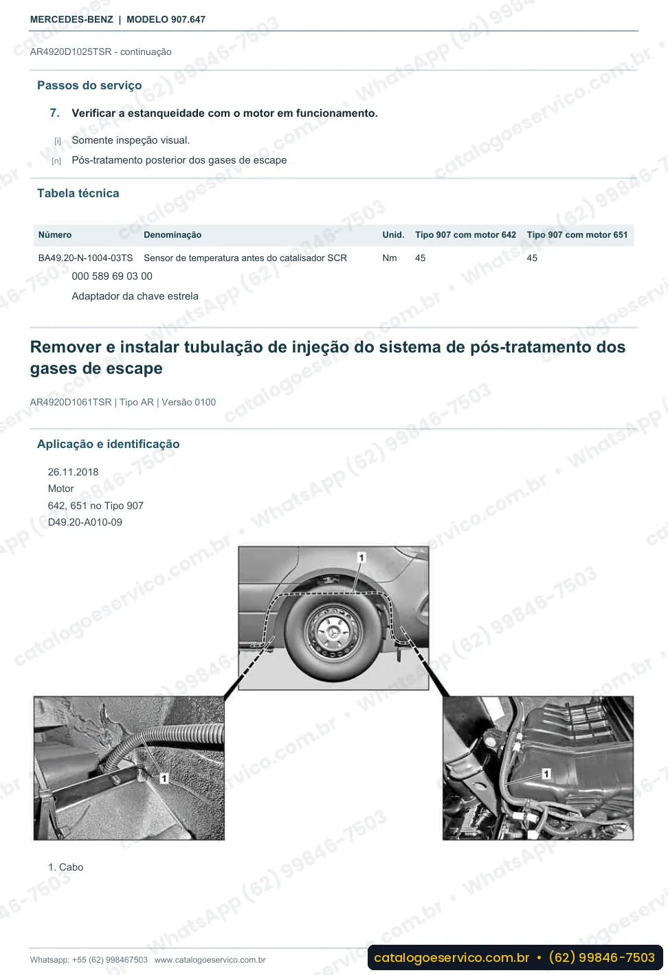 Página de procedimento do manual de oficina Mercedes-Benz Sprinter 2500 4x4