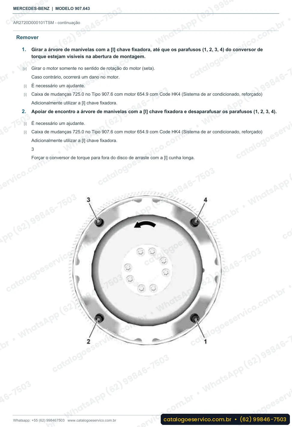 Página de procedimento do manual de oficina Mercedes-Benz Sprinter 2500 (907.643)
