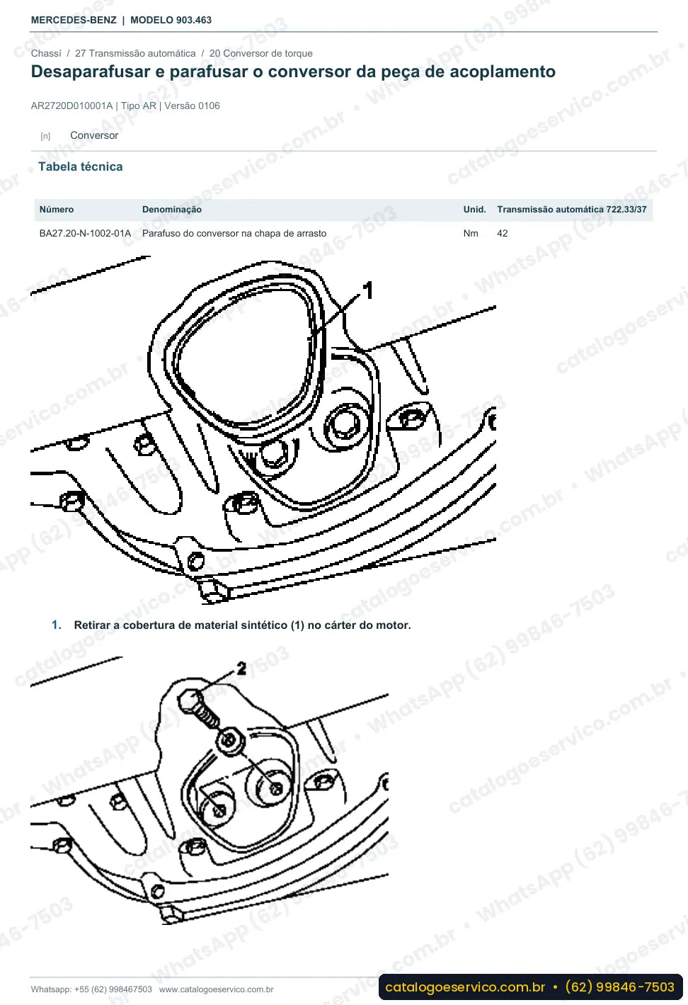Página de procedimento do manual de oficina Mercedes-Benz Sprinter 310 DA