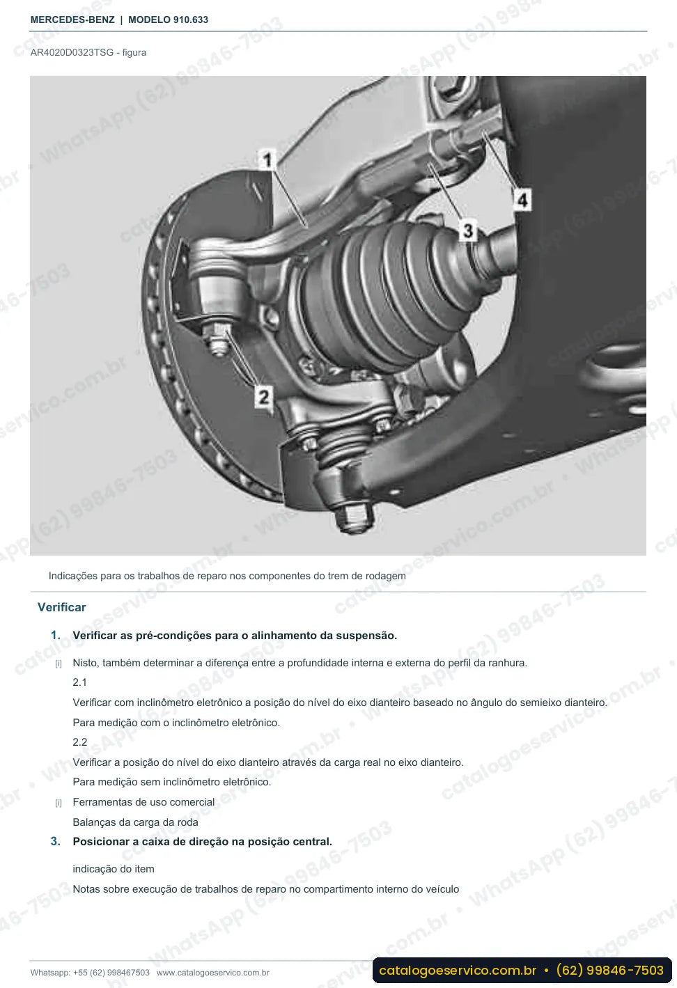 Página de procedimento do manual de oficina Mercedes-Benz Sprinter 311 (910.633)