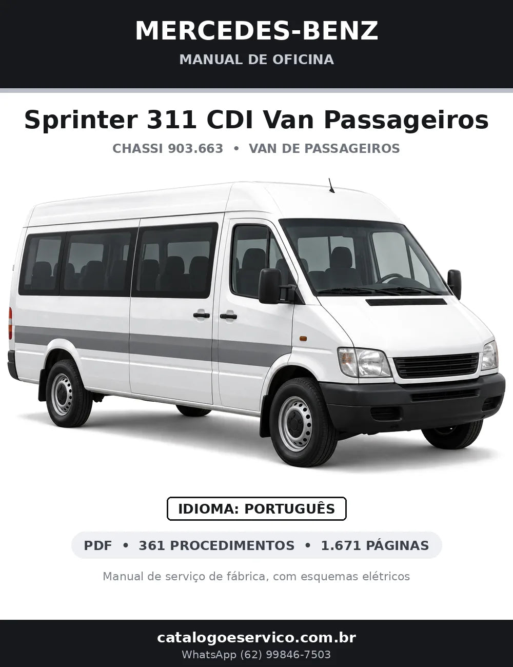 Capa do manual de oficina Mercedes-Benz Sprinter 311 CDI Van Passageiros