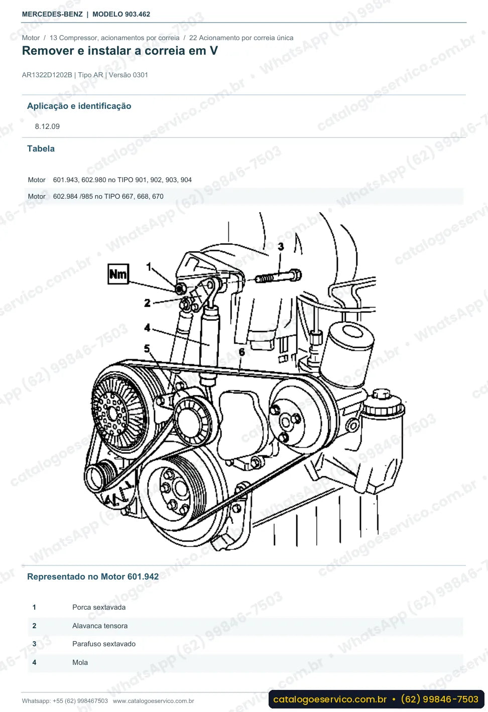 Página de procedimento do manual de oficina Mercedes-Benz Sprinter 312 D