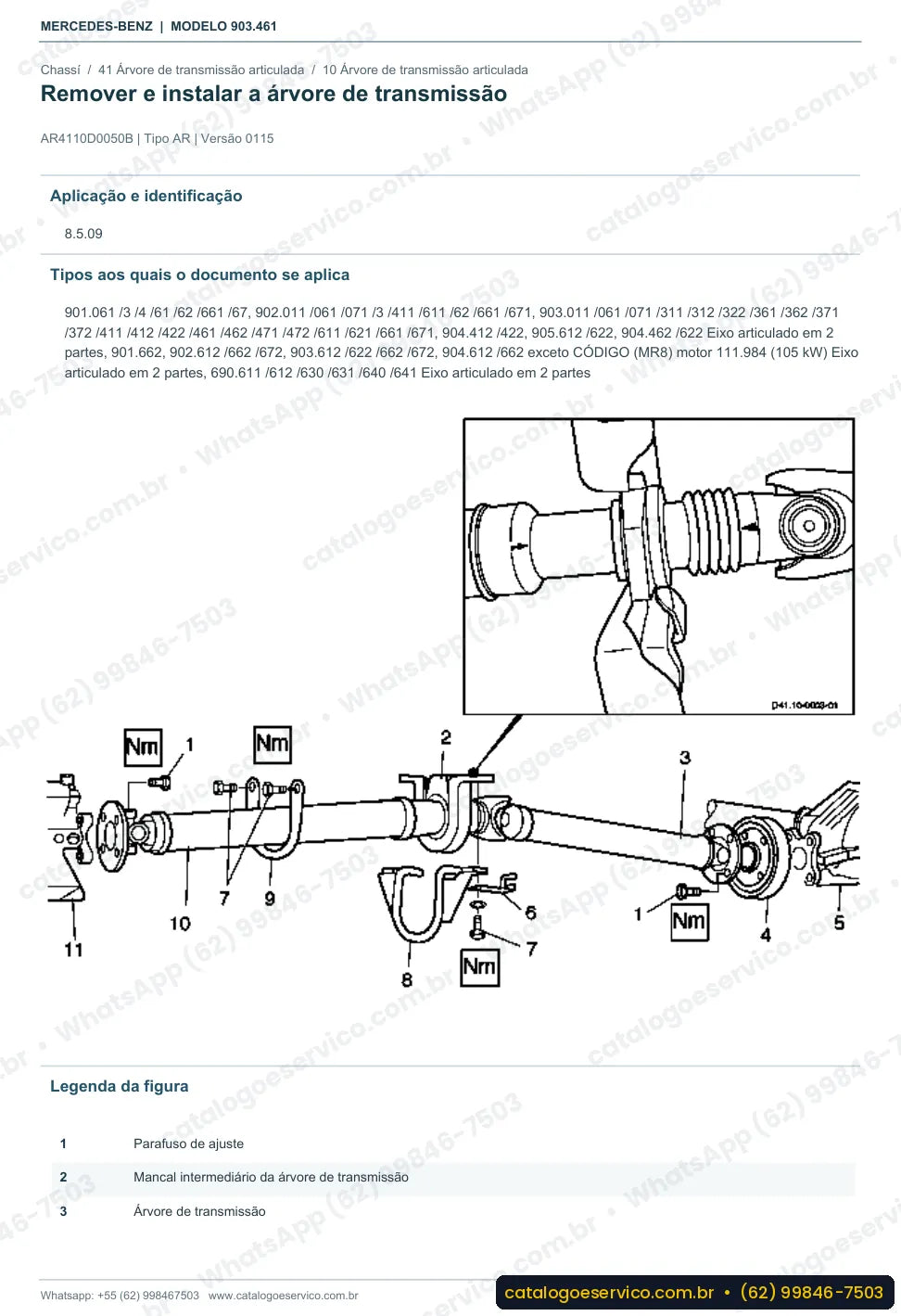 Página de procedimento do manual de oficina Mercedes-Benz Sprinter 312 DA