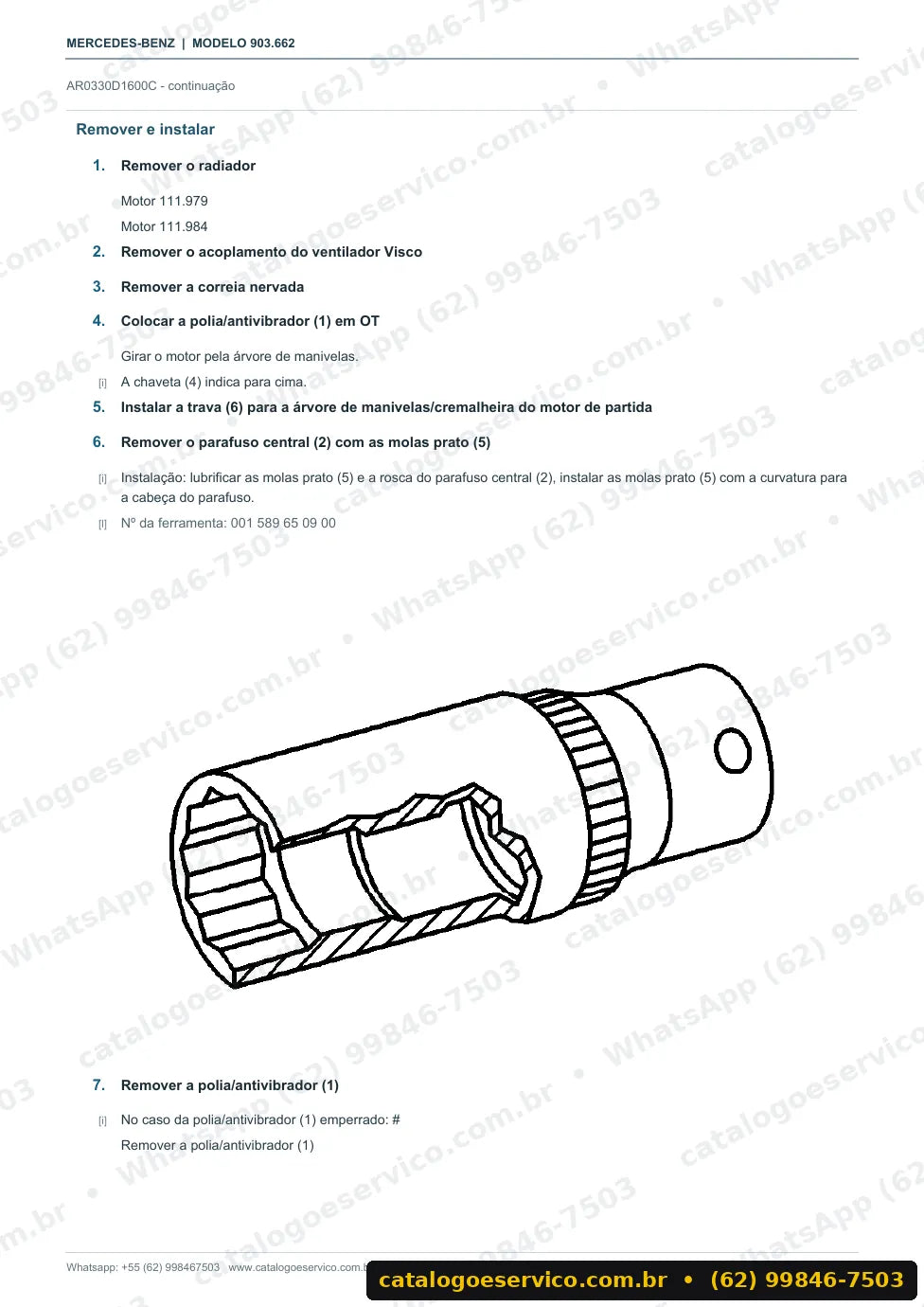 Página de procedimento do manual de oficina Mercedes-Benz Sprinter 314 (903.662)