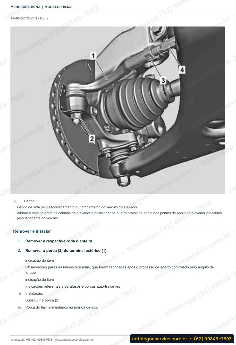 Página de procedimento do manual de oficina Mercedes-Benz Sprinter 314 CDI (910.631)