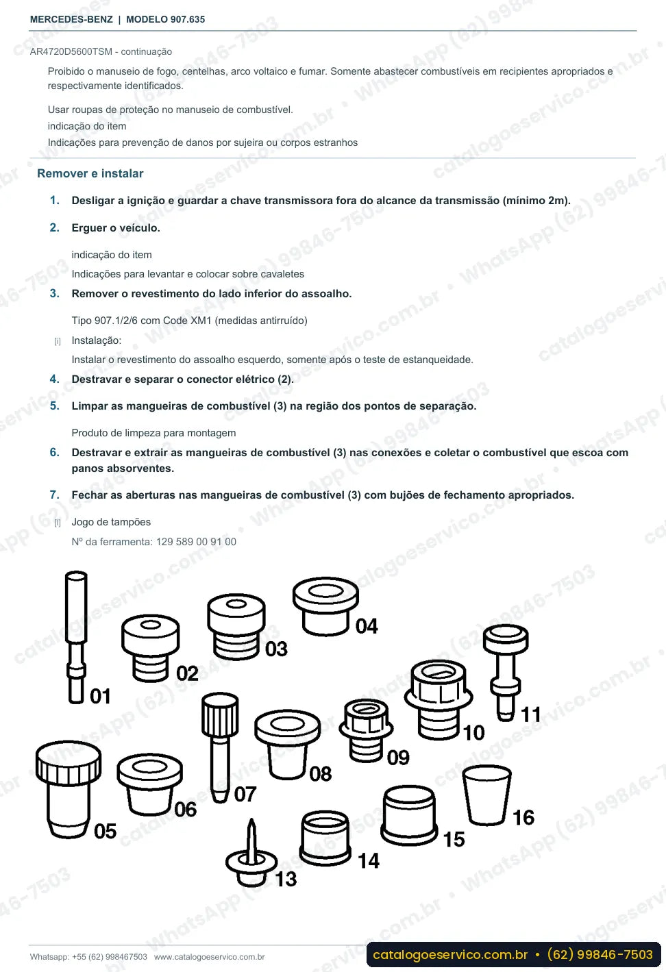 Página de procedimento do manual de oficina Mercedes-Benz Sprinter 316 (907.635)