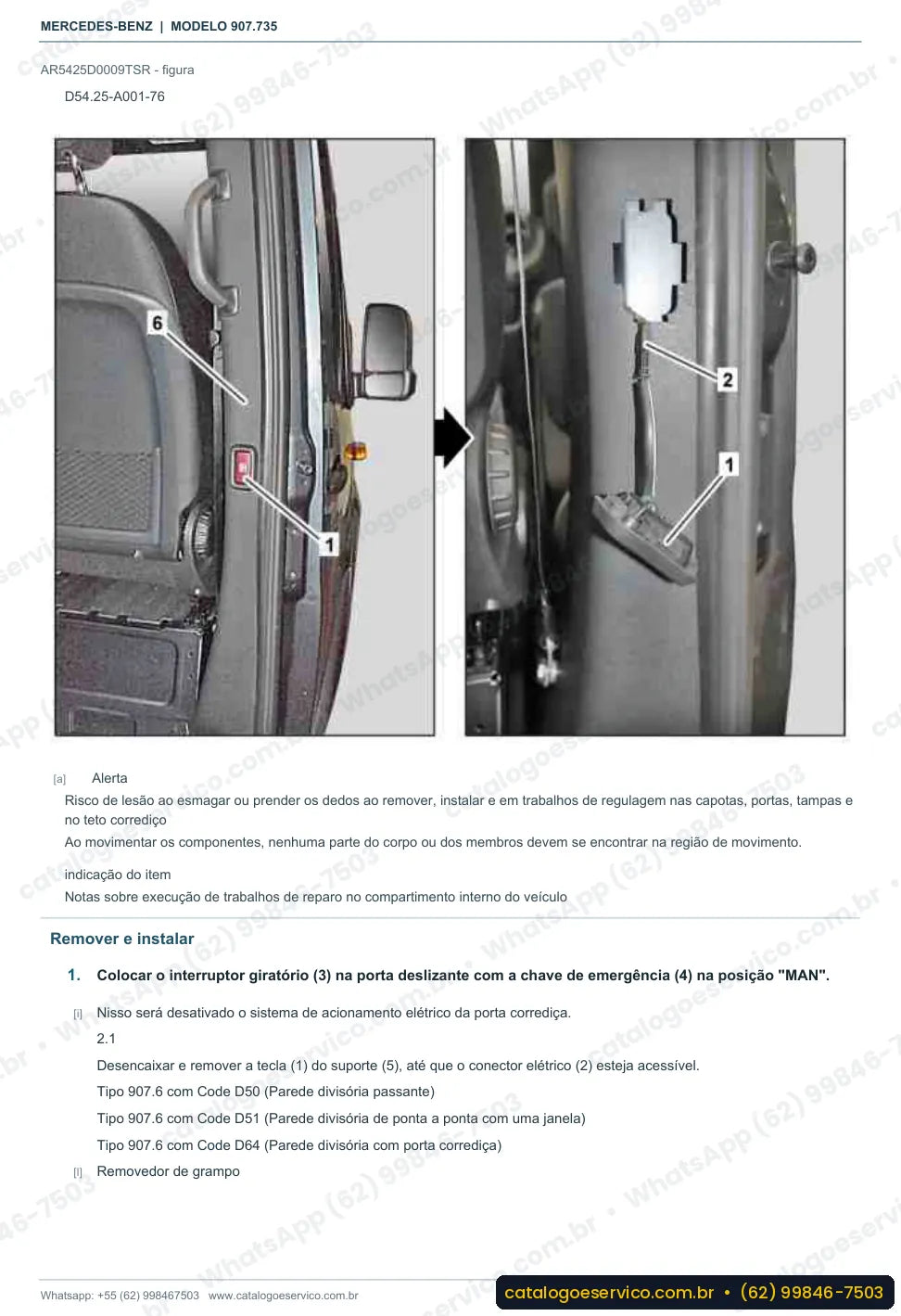 Página de procedimento do manual de oficina Mercedes-Benz Sprinter 316 CDI 4x4 (907.735)