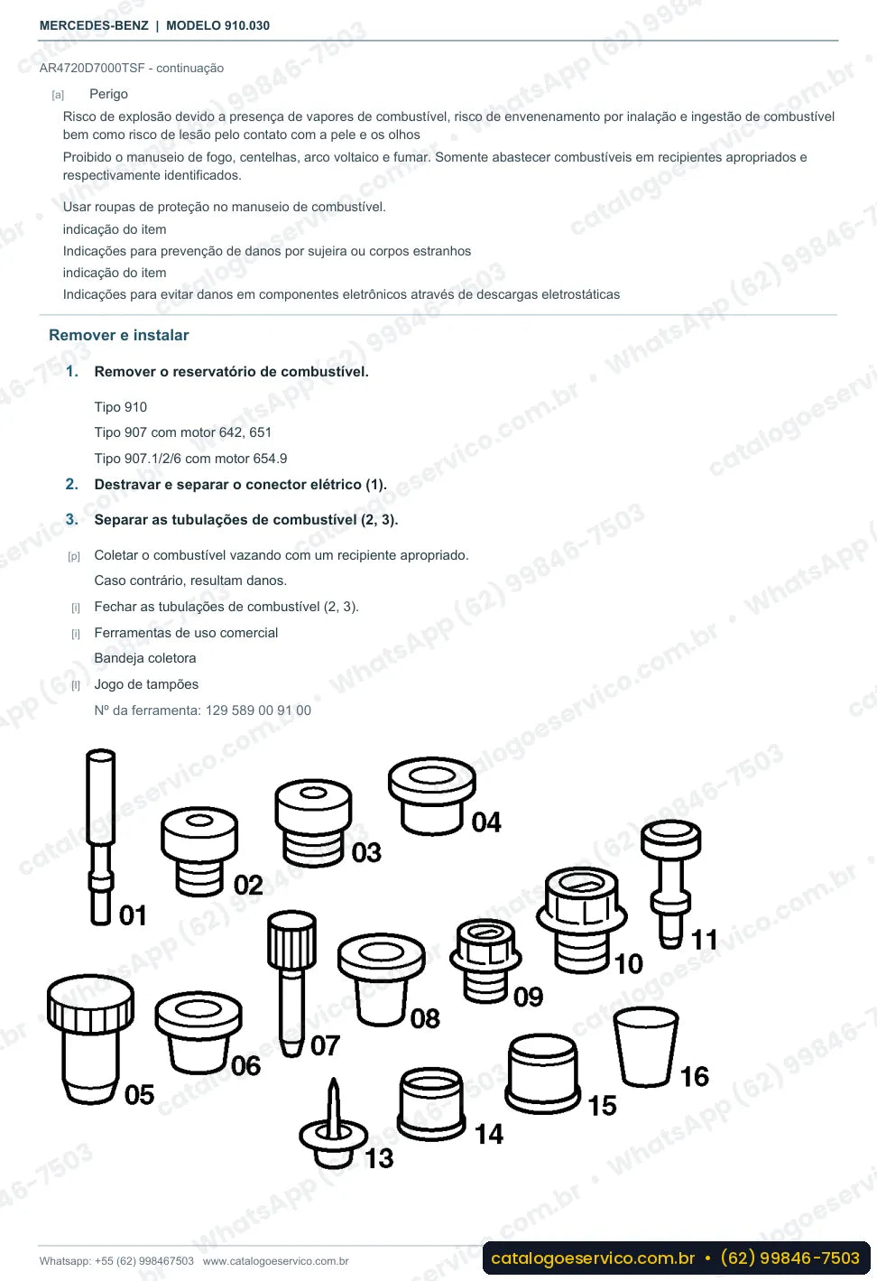 Página de procedimento do manual de oficina Mercedes-Benz Sprinter 318 CDI (910.030)