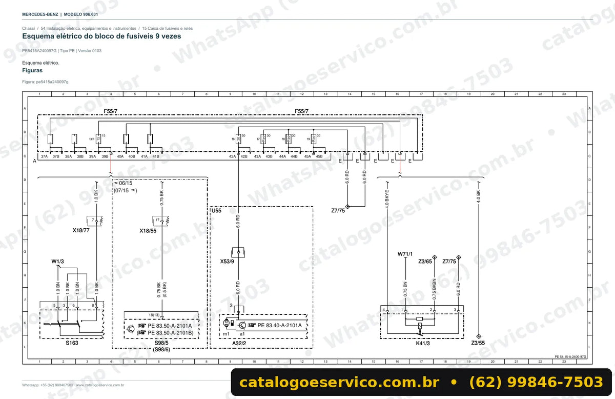 Página de esquema elétrico do manual Mercedes-Benz Sprinter 319 CDI (906.631)