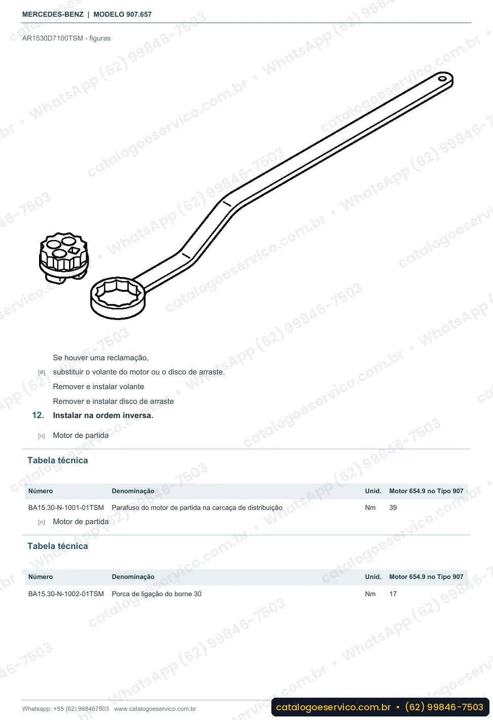 Página de procedimento do manual de oficina Mercedes-Benz Sprinter 3500 (907.657)