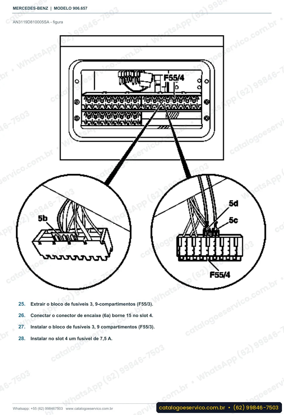 Página de procedimento do manual de oficina Mercedes-Benz Sprinter 411 (906.657)