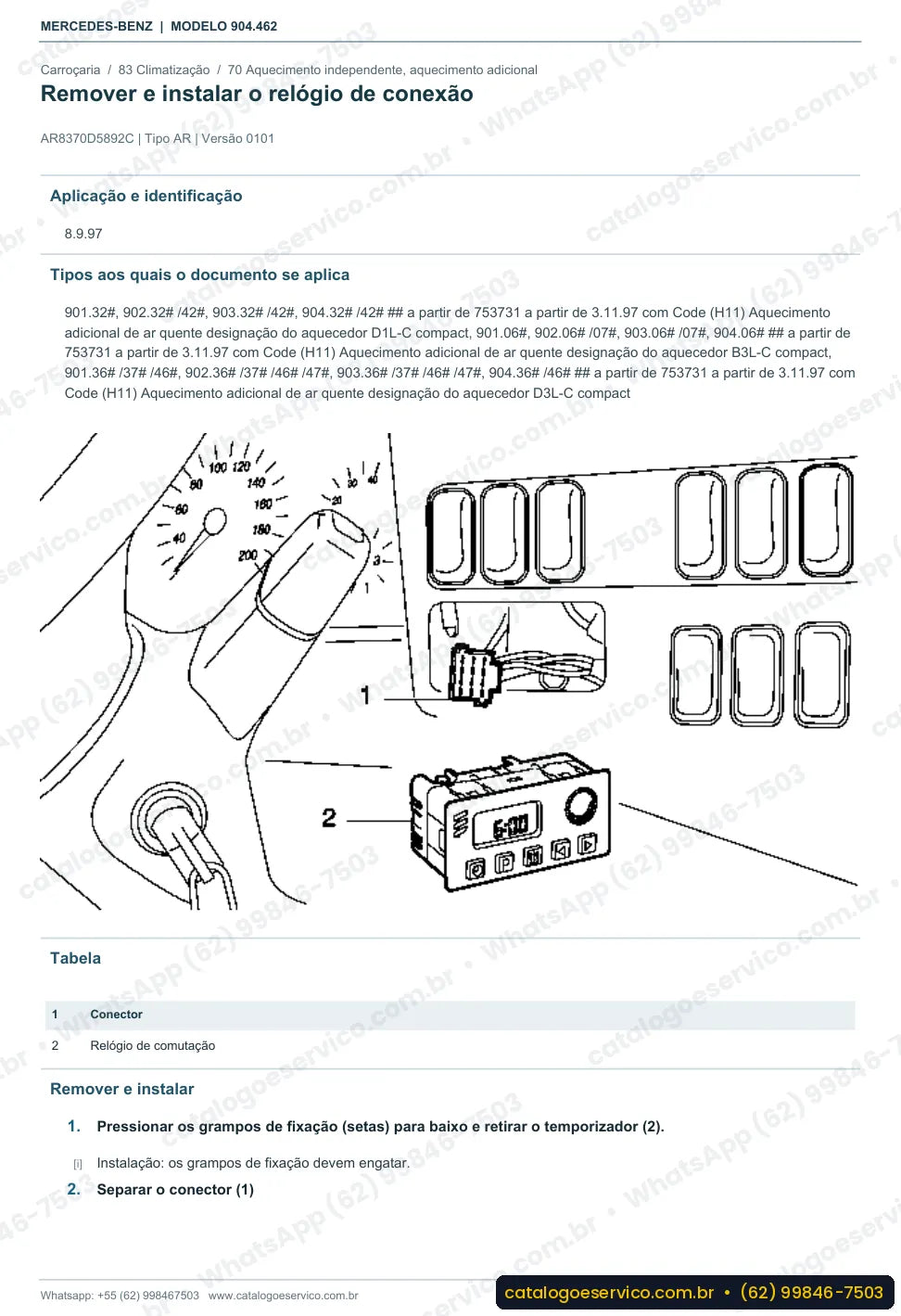 Página de procedimento do manual de oficina Mercedes-Benz Sprinter 412 DA