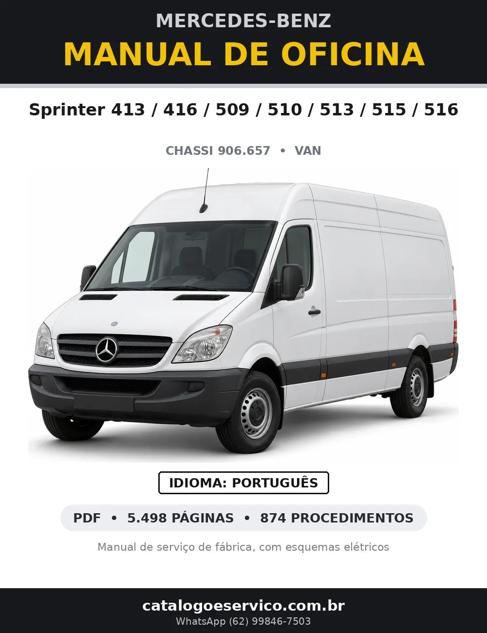 Capa do manual de oficina Mercedes-Benz Sprinter 413 / 416 / 509 / 510 / 513 / 515 / 516 (906.657)
