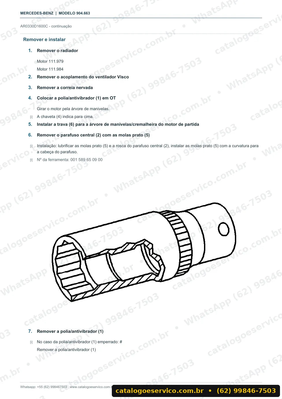 Página de procedimento do manual de oficina Mercedes-Benz Sprinter 414 (904.663)