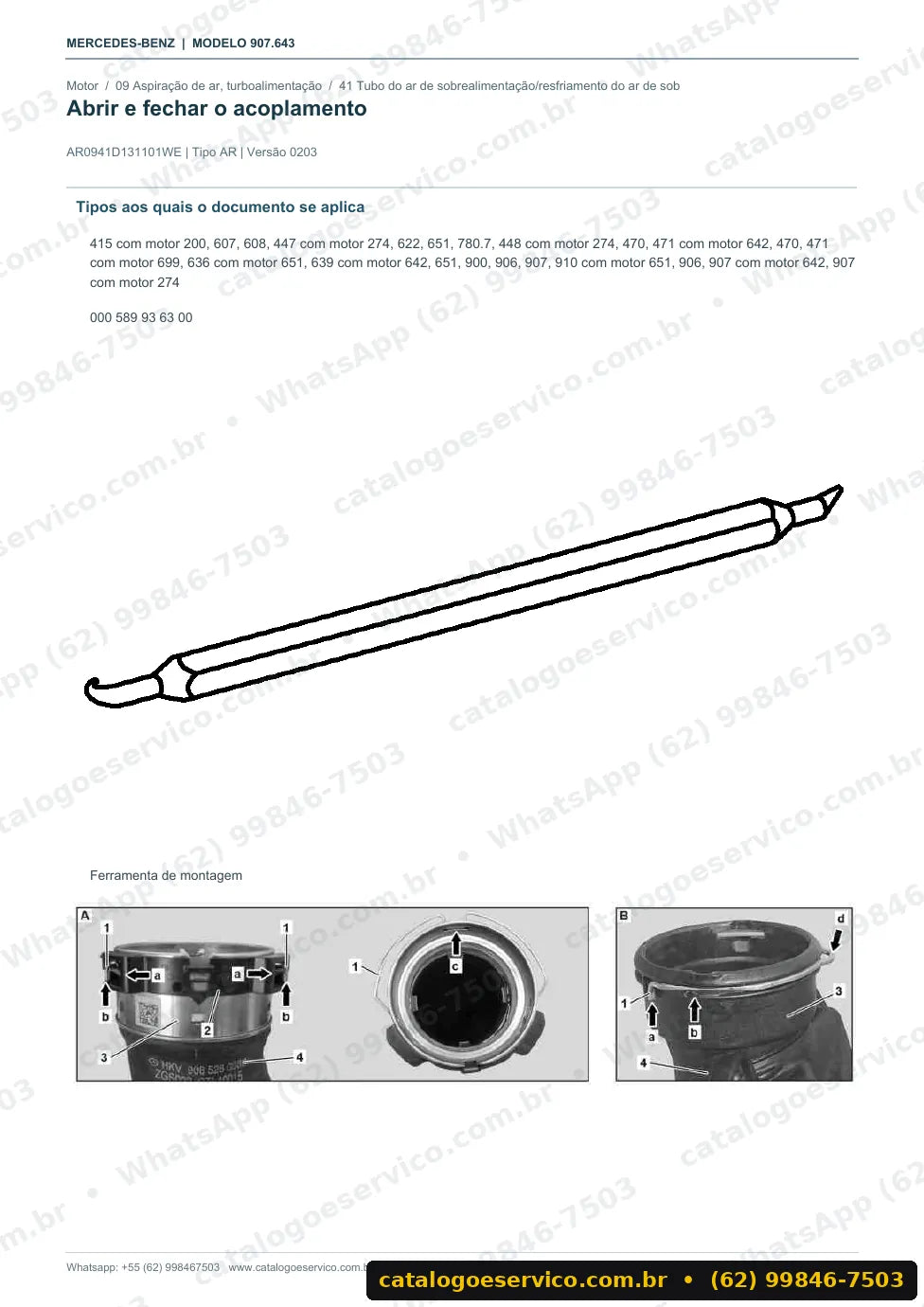 Página de procedimento do manual de oficina Mercedes-Benz Sprinter 414 a 416 CDI 4x4 (907.643)