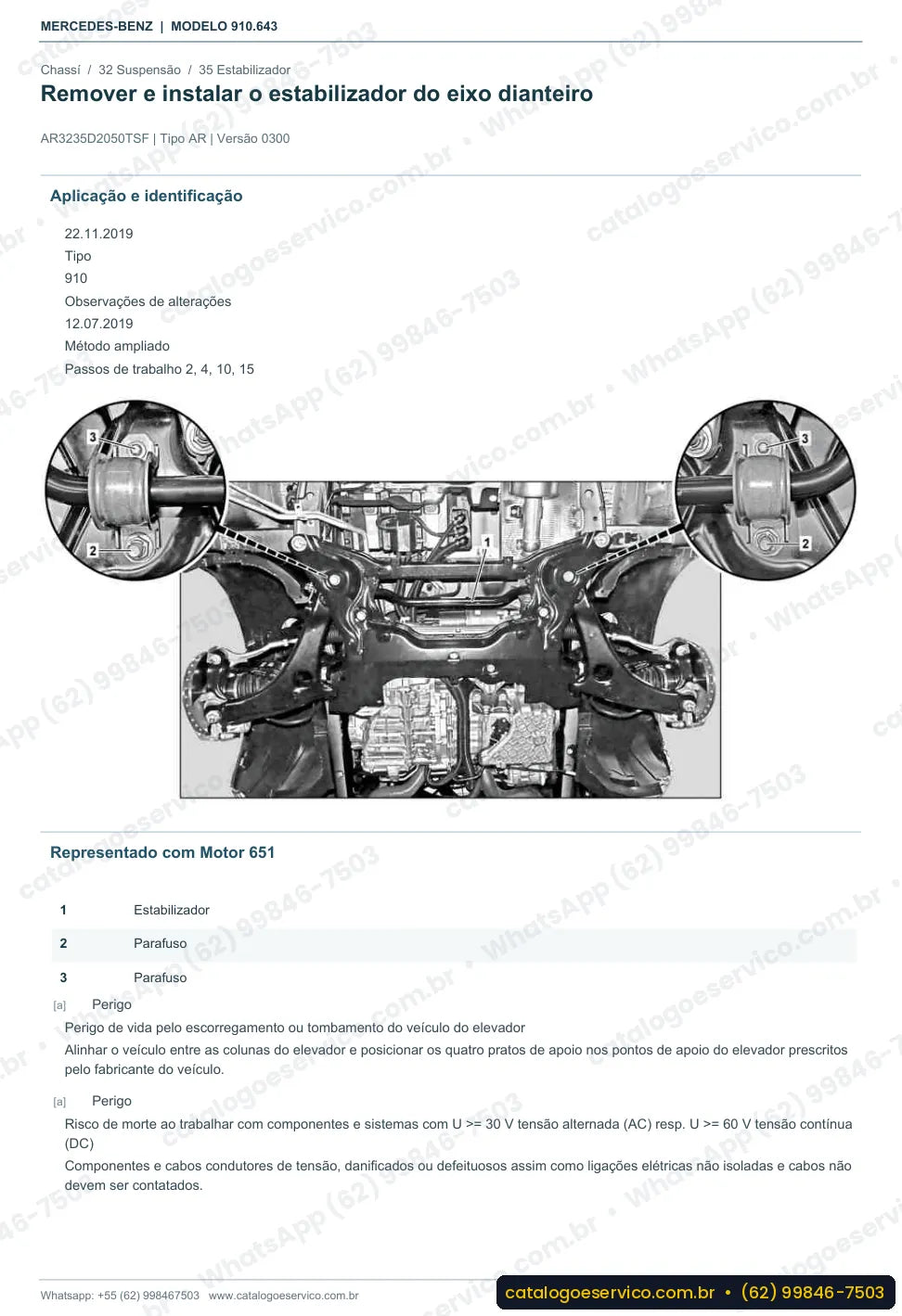 Página de procedimento do manual de oficina Mercedes-Benz Sprinter 414 CDI (910.643)
