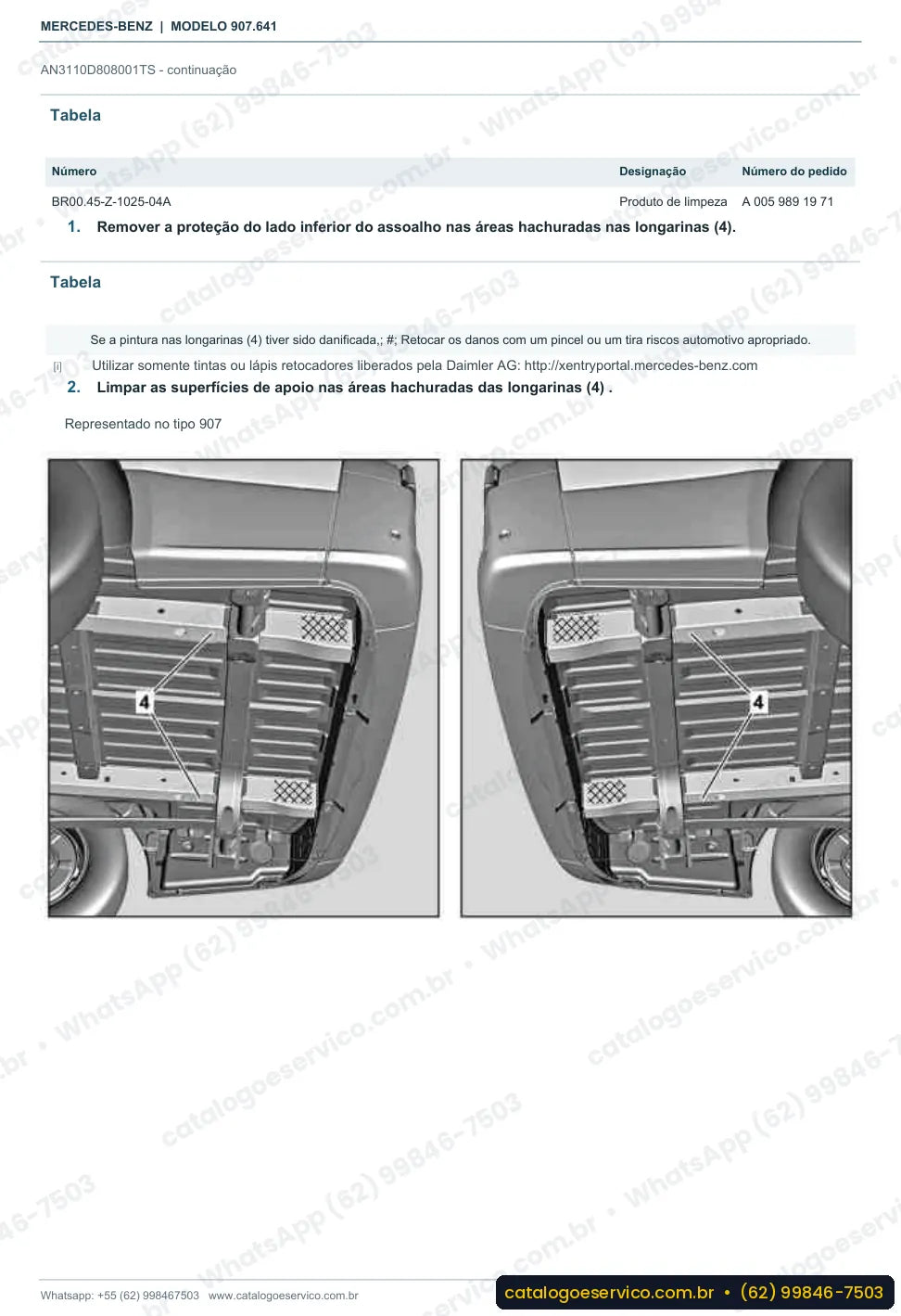 Página de procedimento do manual de oficina Mercedes-Benz Sprinter 416 (907.641)
