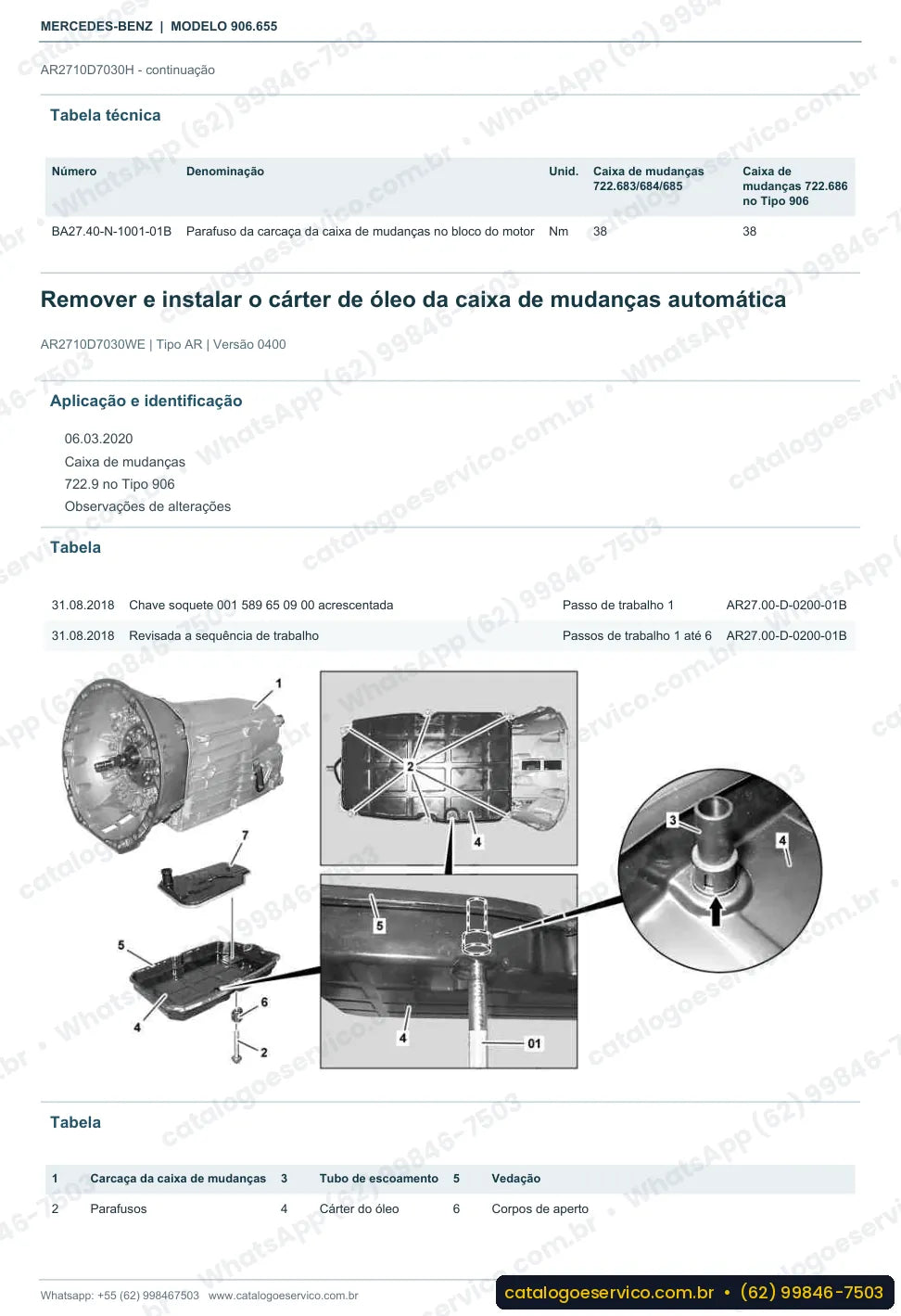 Página de procedimento do manual de oficina Mercedes-Benz Sprinter 515 CDI (906.655)