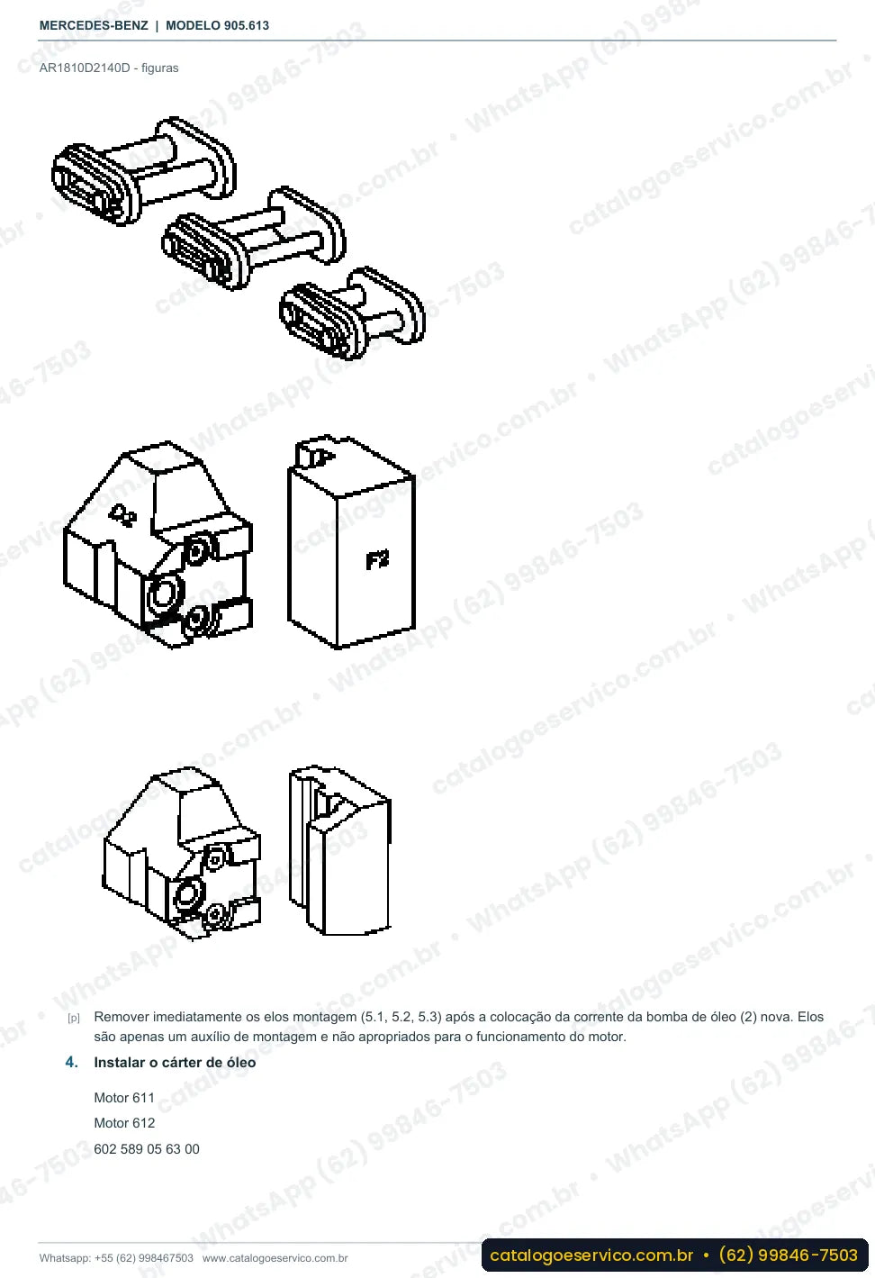 Página de procedimento do manual de oficina Mercedes-Benz Sprinter 616 CDI