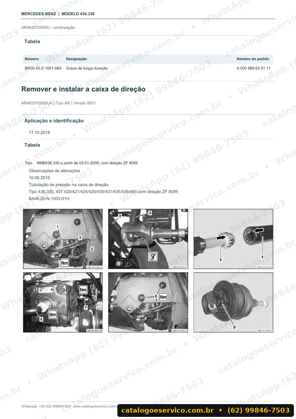 Página de procedimento do manual de oficina Mercedes-Benz Unimog U 4000