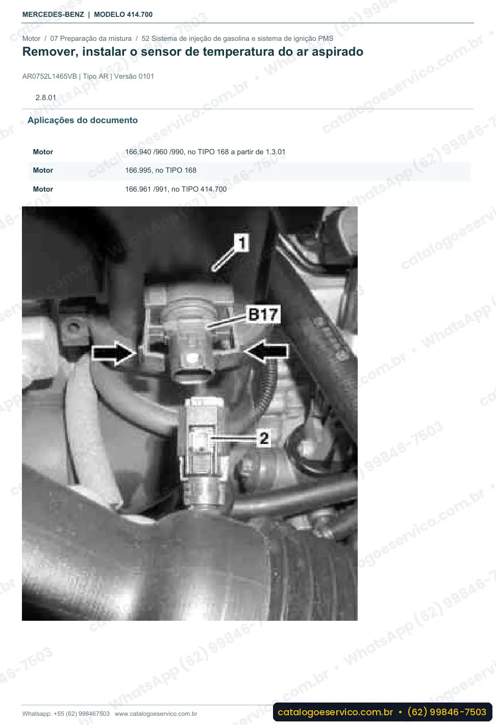Página de procedimento do manual de oficina Mercedes-Benz Vaneo 1.6