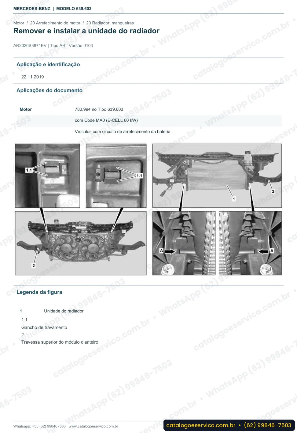 Página de procedimento do manual de oficina Mercedes-Benz Vito 109 CDI