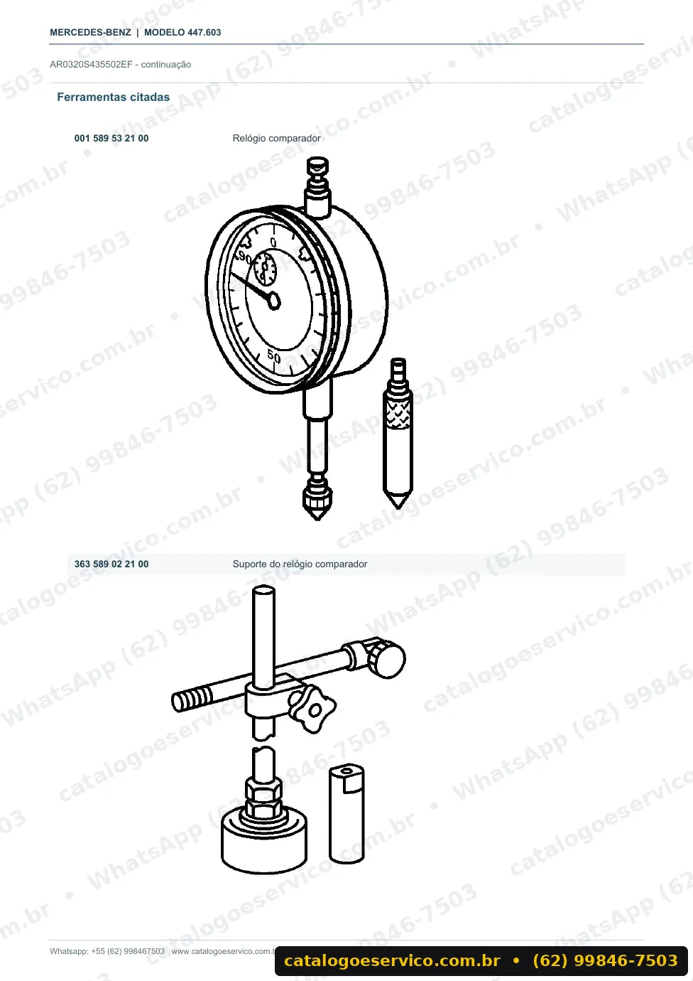 Página de procedimento do manual de oficina Mercedes-Benz Vito 111 CDI (447.603)
