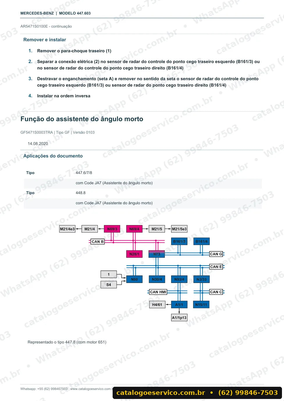 Página de procedimento do manual de oficina Mercedes-Benz Vito 114 a 119 CDI BlueTEC (447.603)