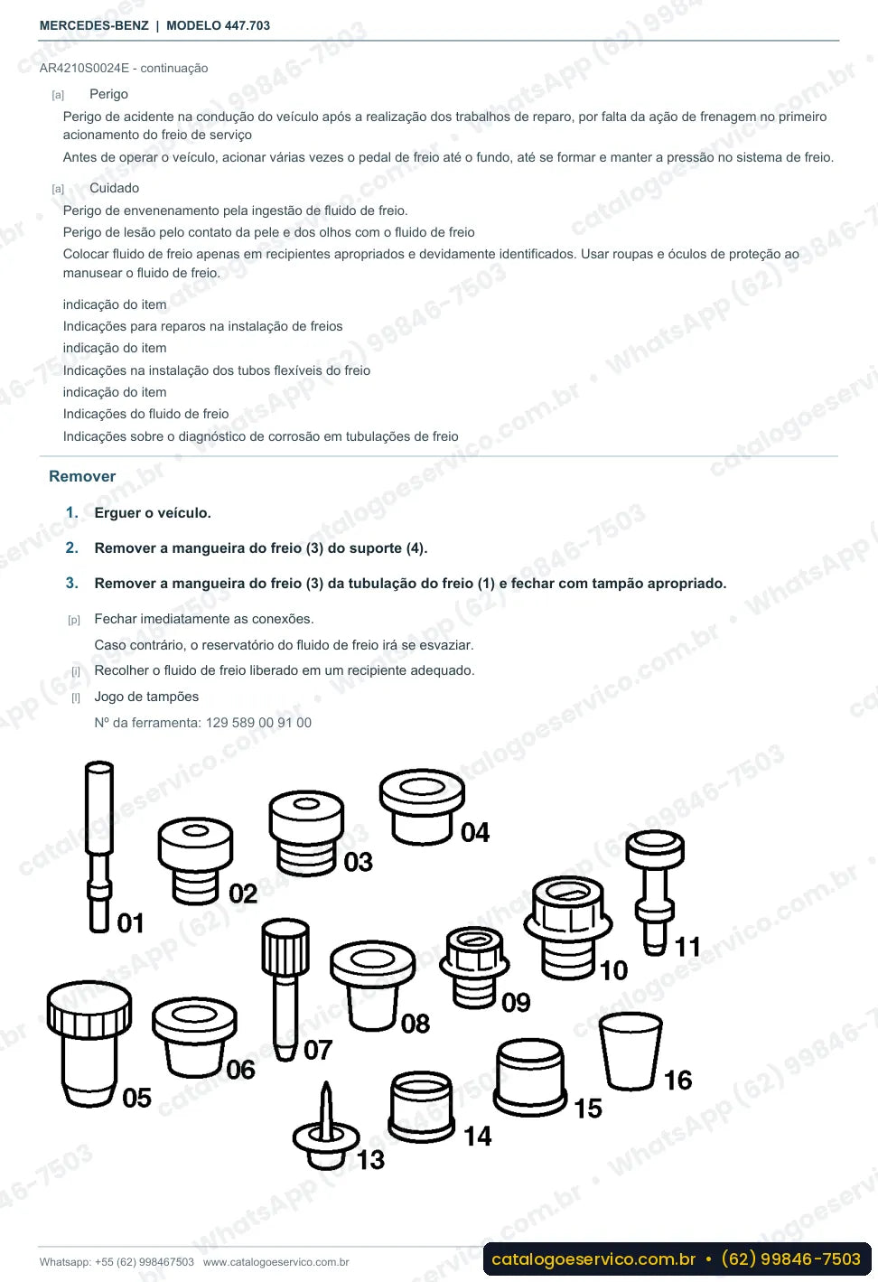 Página de procedimento do manual de oficina Mercedes-Benz Vito 114 CDI (447.703)