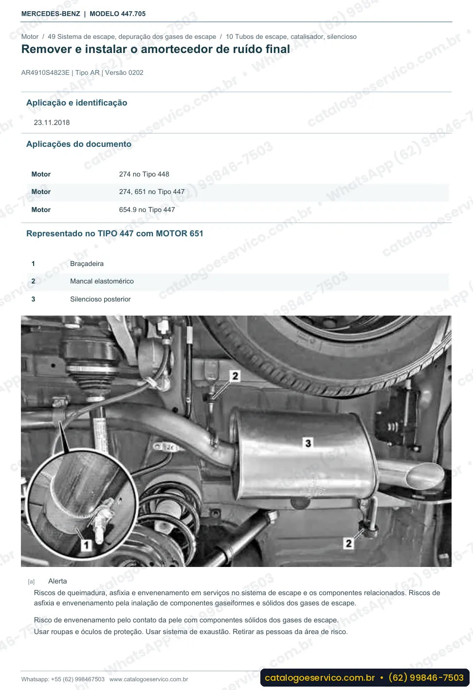 Página de procedimento do manual de oficina Mercedes-Benz Vito 114 CDI (447.705)