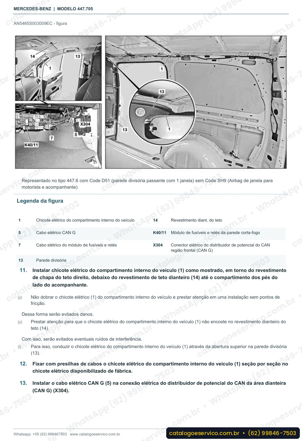 Página de procedimento do manual de oficina Mercedes-Benz Vito 114 CDI (447.705)