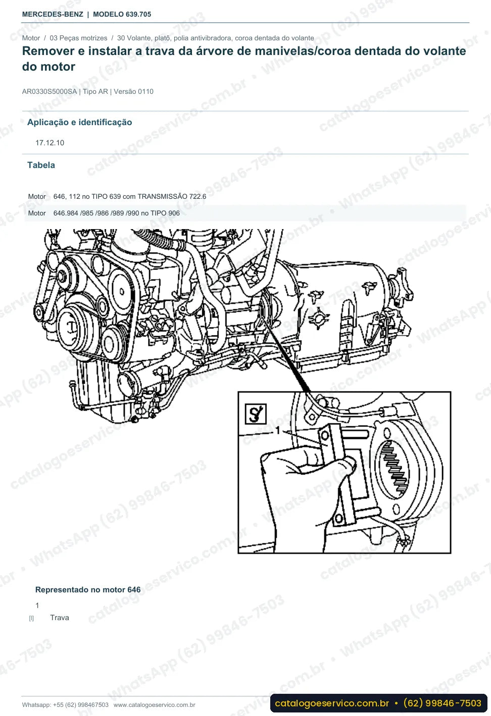 Página de procedimento do manual de oficina Mercedes-Benz Vito 119