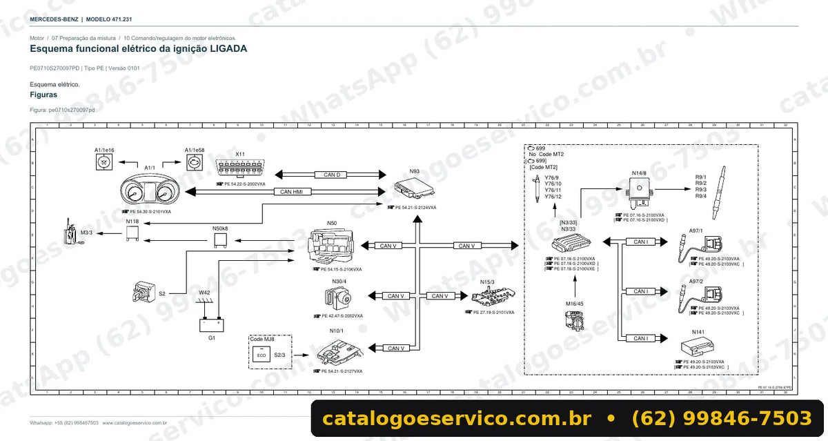 Página de esquema elétrico do manual Mercedes-Benz X 250 d (W470)