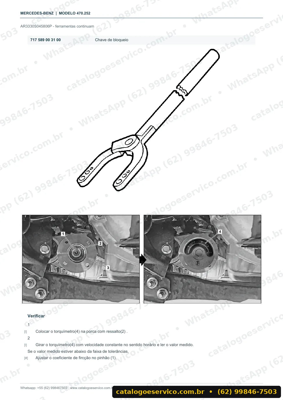 Página de procedimento do manual de oficina Mercedes-Benz X 350 d (W470)